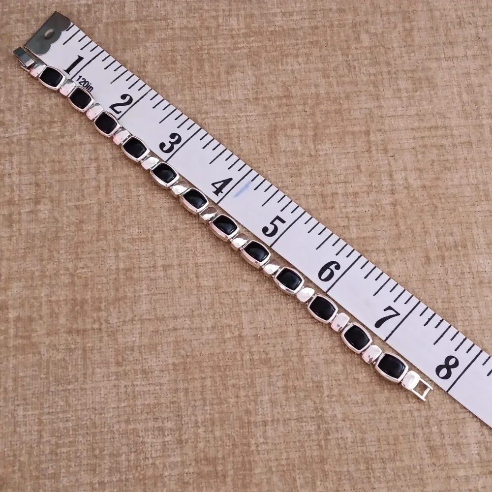 Liz Claiborne Silver Tone Black Bracelet